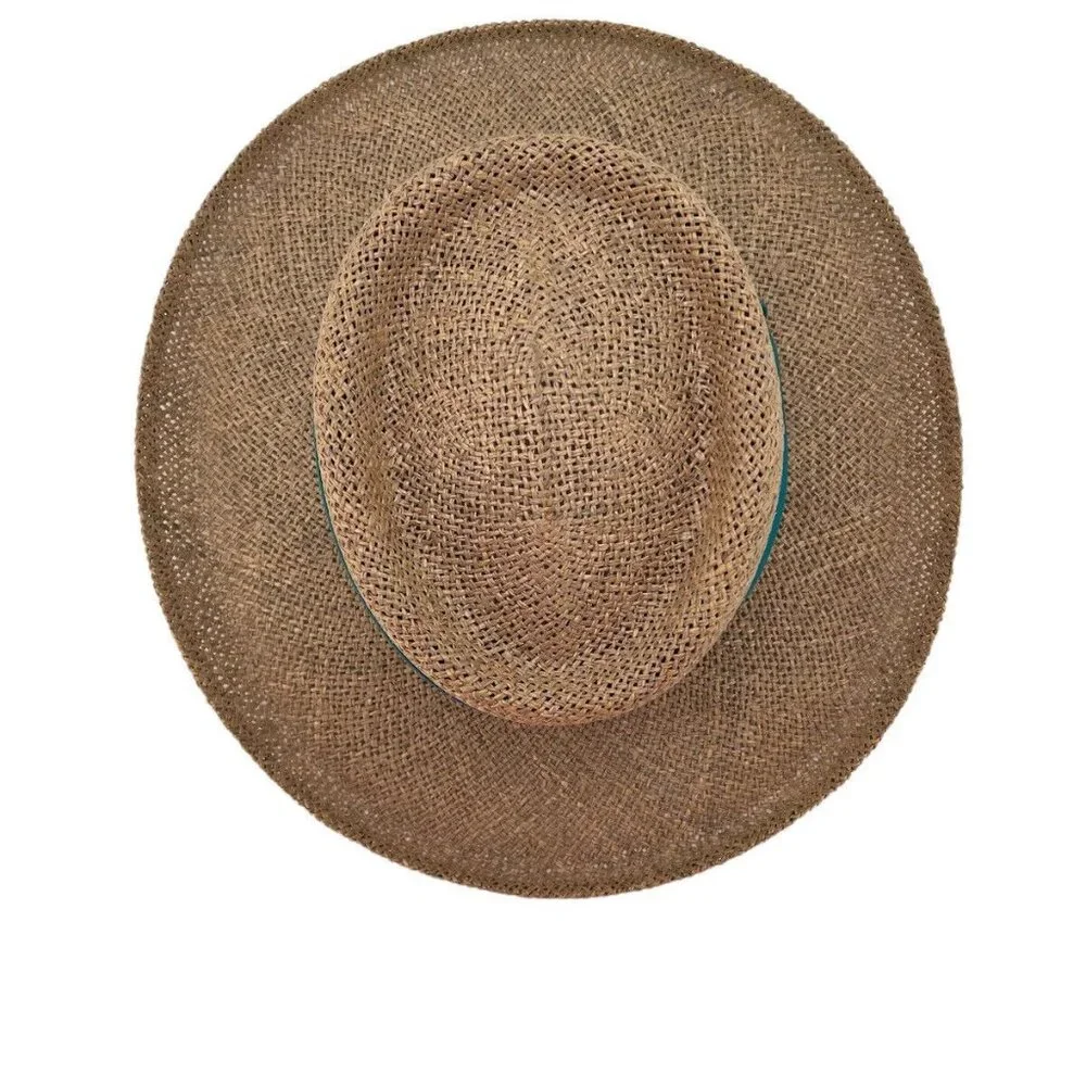 Vintage Straw Panama Boater Hat With Teal Band & Wardens Association Of America - Picture 7 of 11